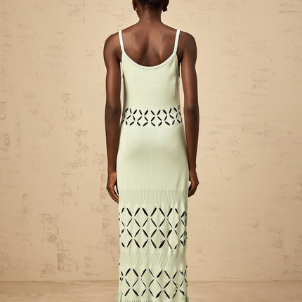 Piper Maxi Dress Cut-out Pleated in Green Mint Hue Sleeveless Spaghetti Straps