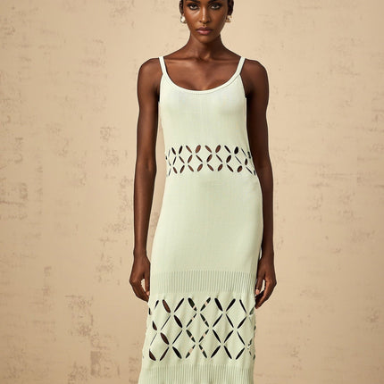 Piper Maxi Dress Cut-out Pleated in Green Mint Hue Sleeveless Spaghetti Straps