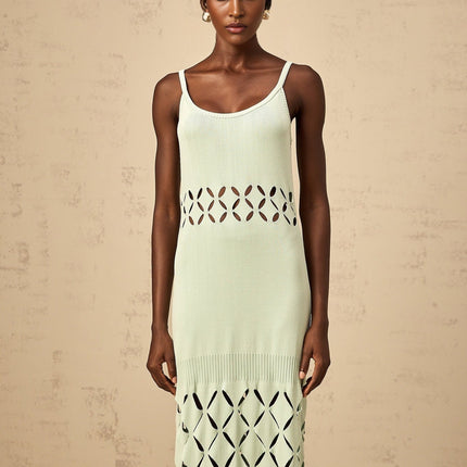 Piper Maxi Dress Cut-out Pleated in Mint Green Sleeveless Spaghetti Straps