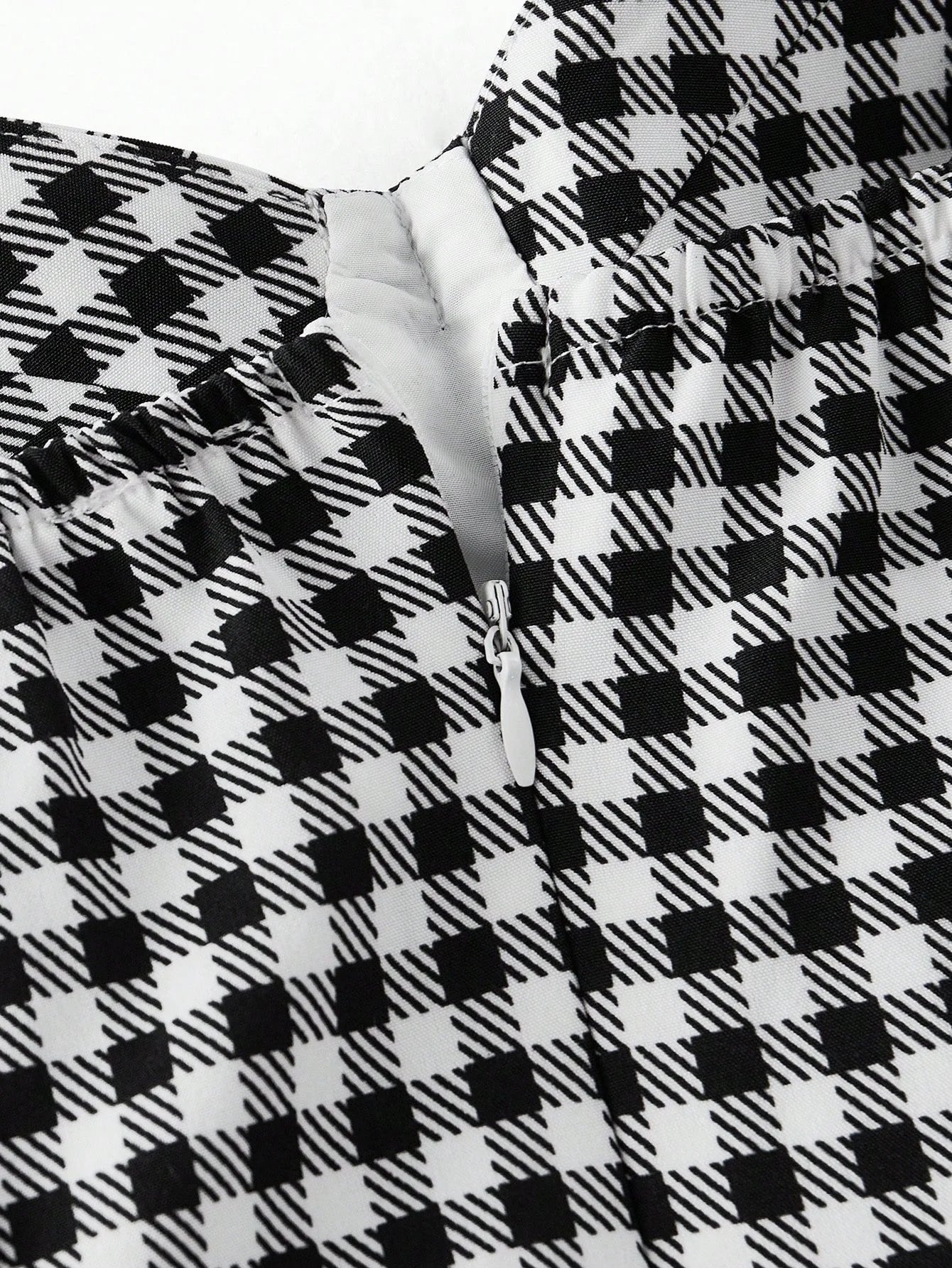 PLAID CUP DETAIL RUFFLE HEM DRESS