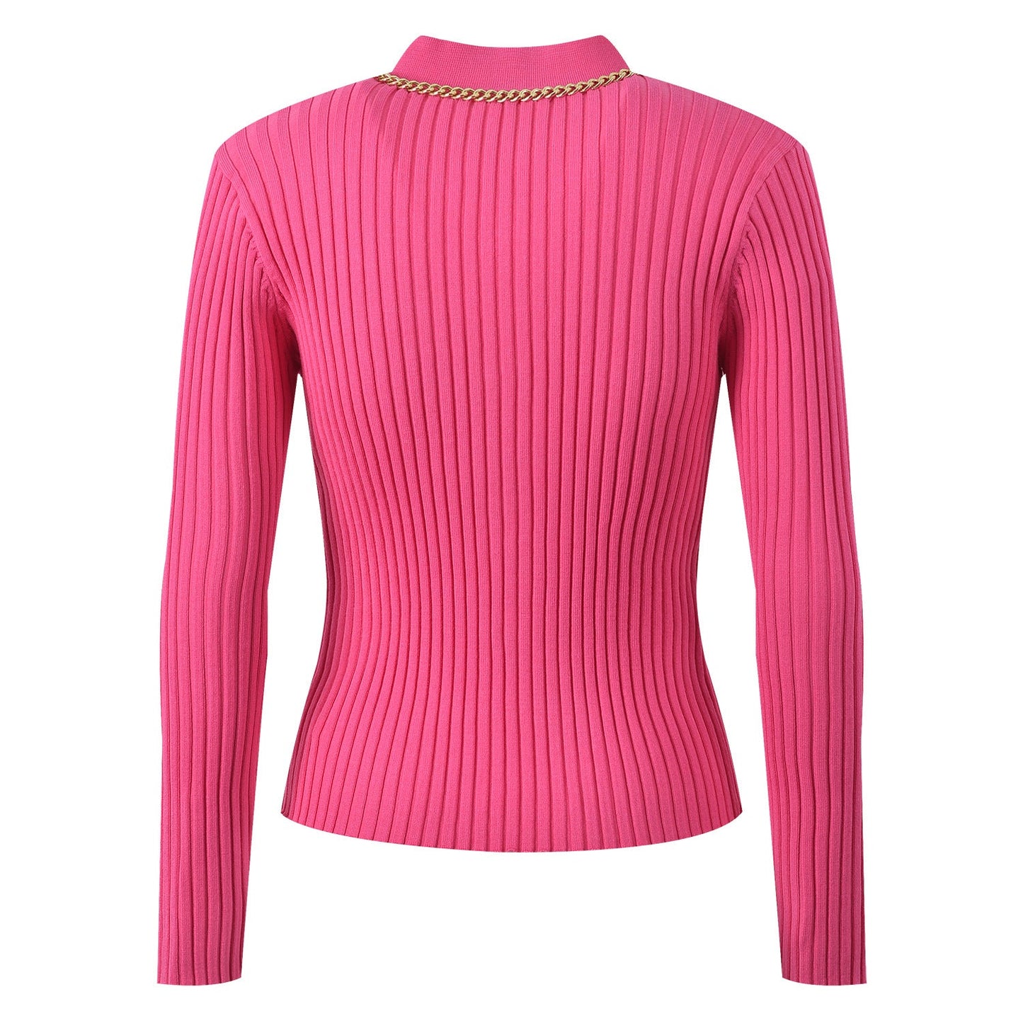 Pocket - Detailed Top & Gold - Button Accent - Pink