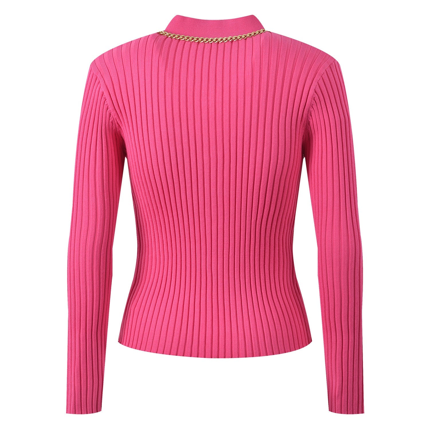 Pocket - Detailed Top & Gold - Button Accent - Pink