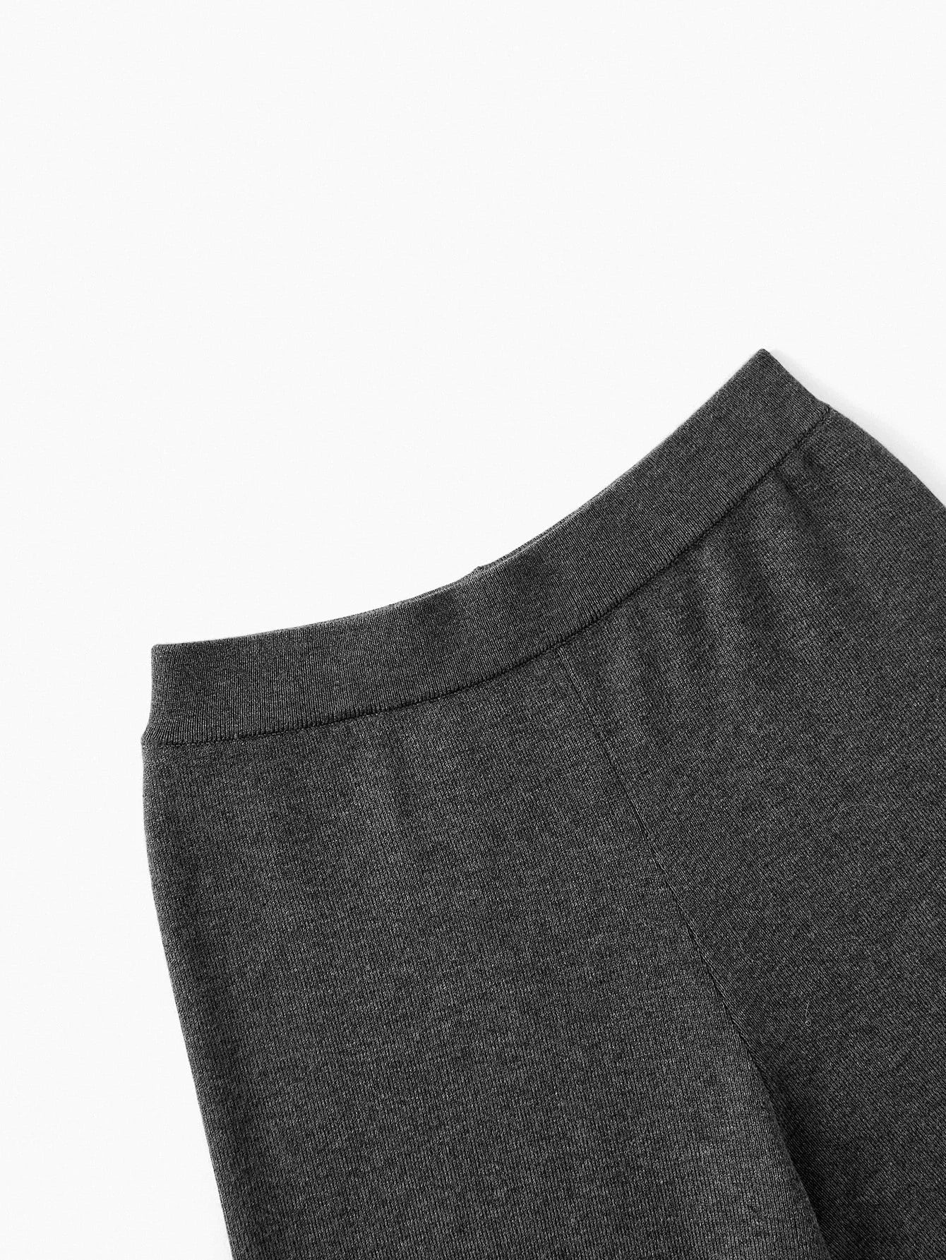 PREMIUM 2PCS ELEGANT KNIT SET FITTED SWEATER WITH FAUX PEARL CUFF DECOR WIDE LEG KNIT PANTS