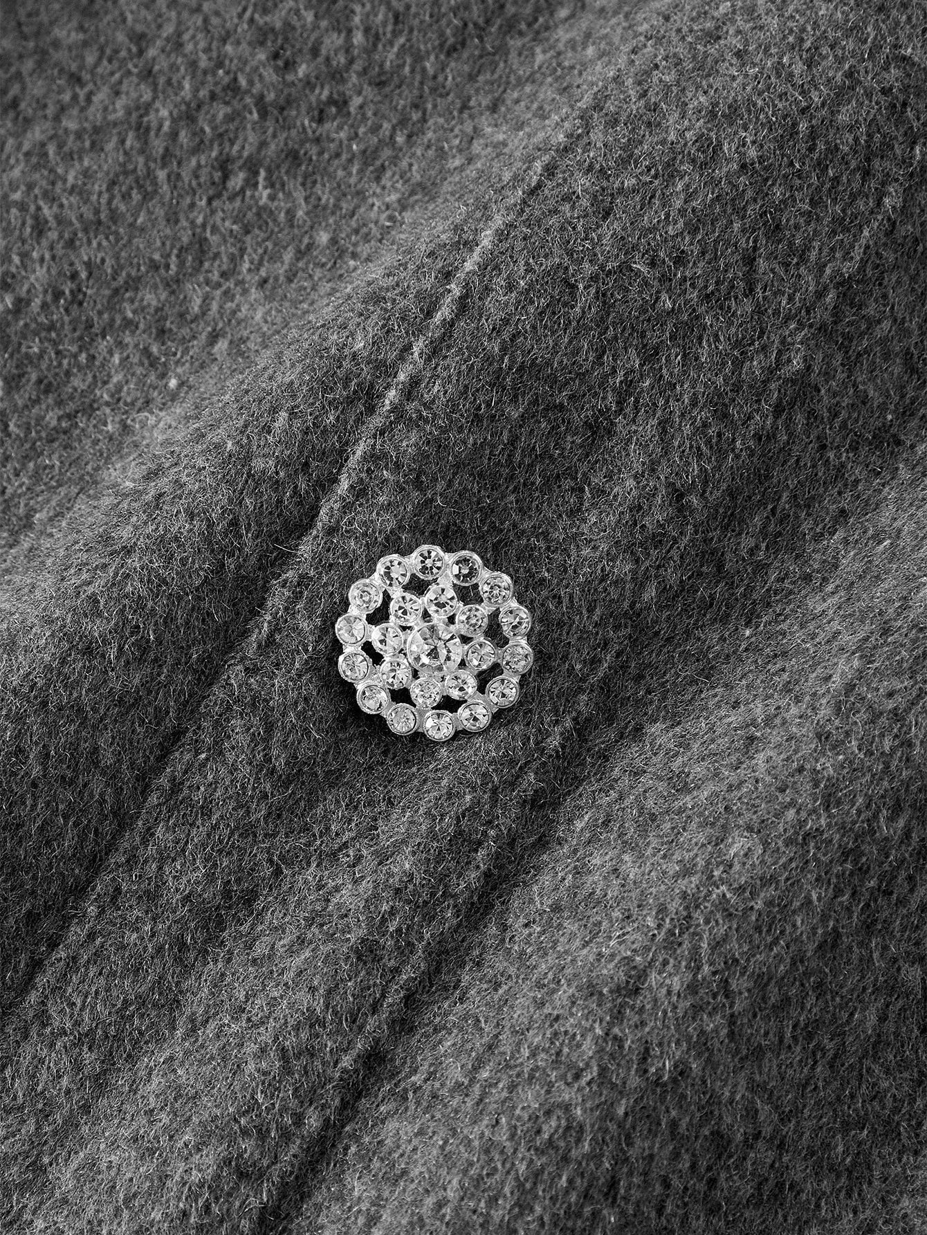 PREMIUM 40 WOOL MINIMALIST RHINESTONE BUTTON WAIST ALINE BOW BELT MIDI DRESS ELEGANT FOR COMMUTING