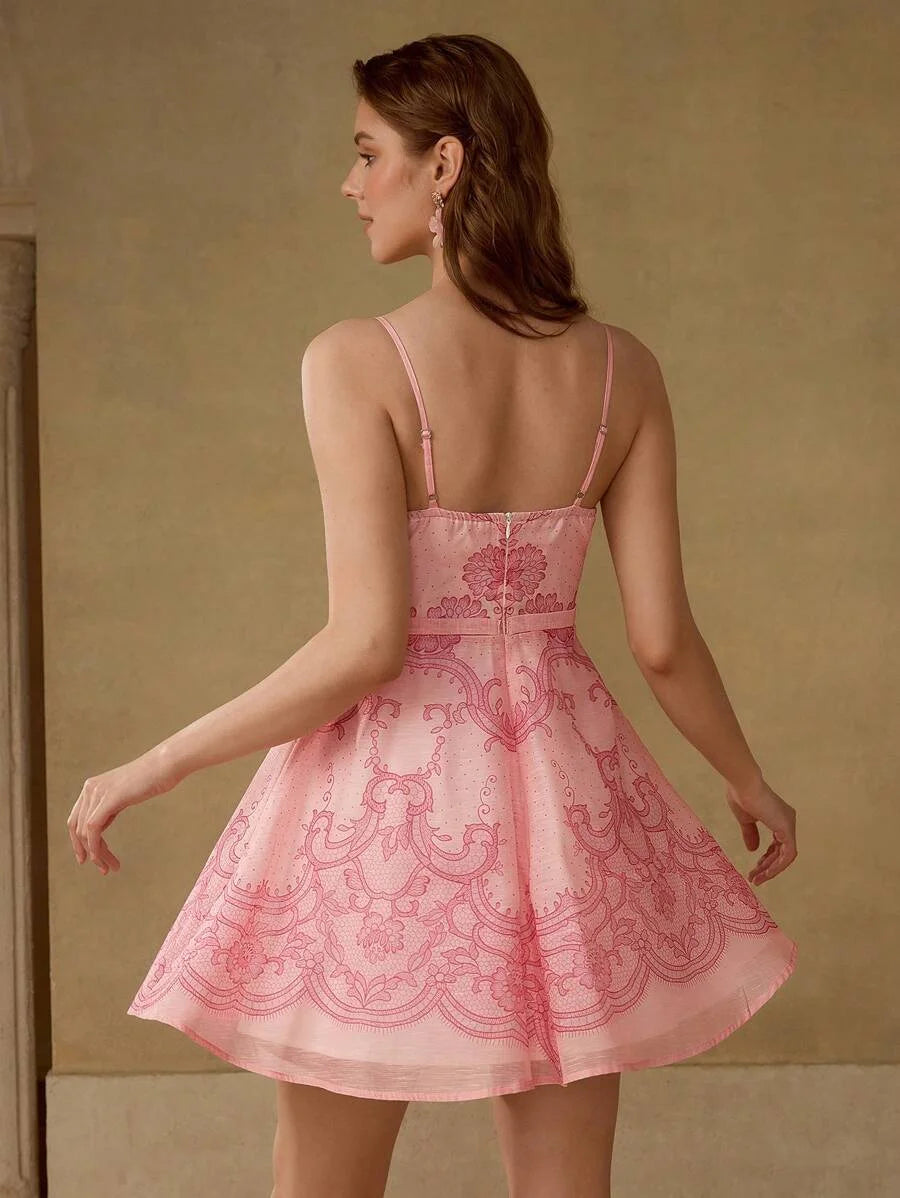 PREMIUM ALL OVER PRINT CUT OUT CAMI DRESS