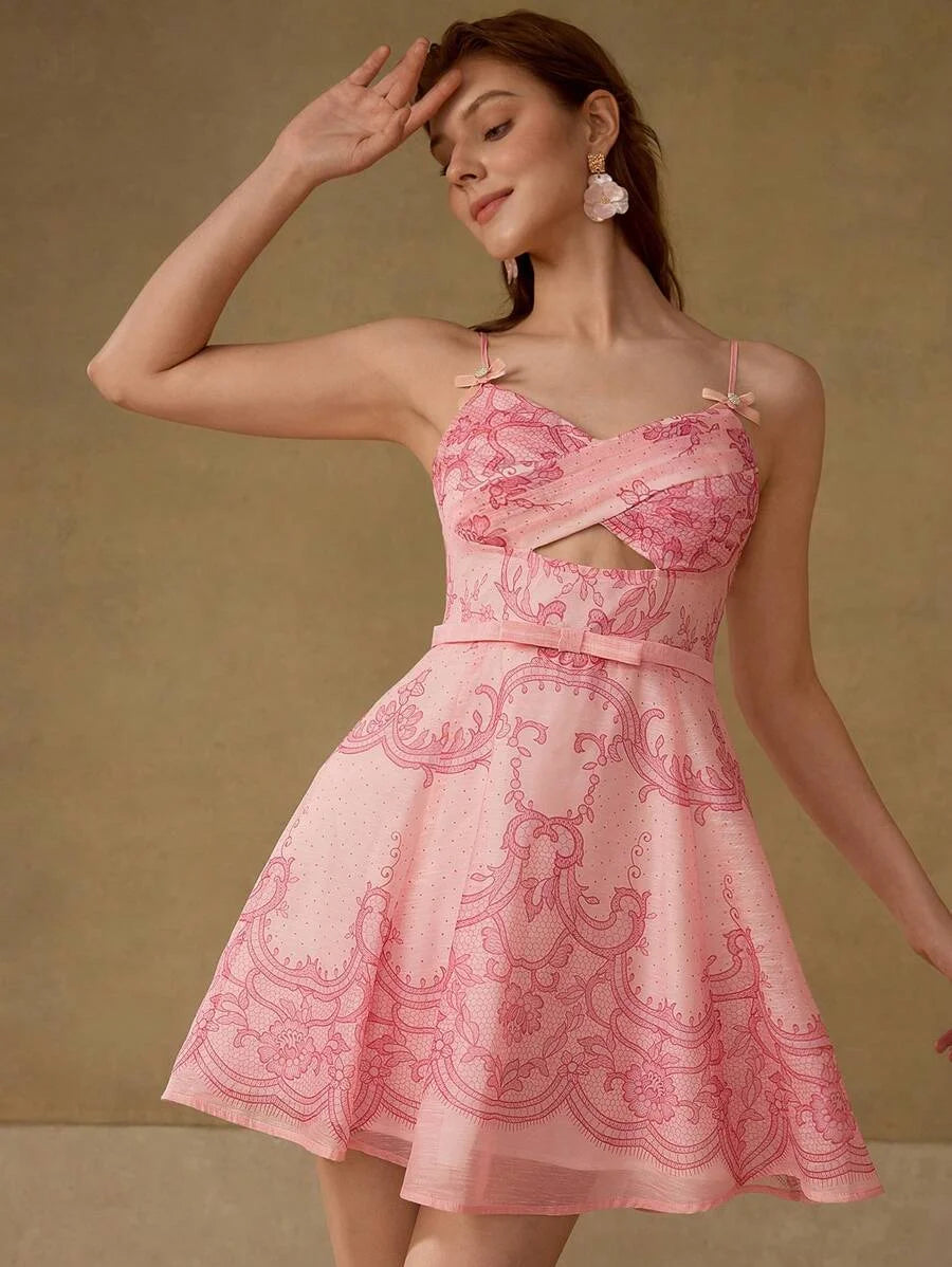 PREMIUM ALL OVER PRINT CUT OUT CAMI DRESS