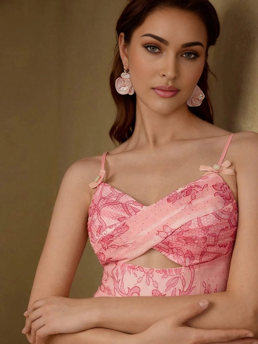 PREMIUM ALL OVER PRINT CUT OUT CAMI DRESS