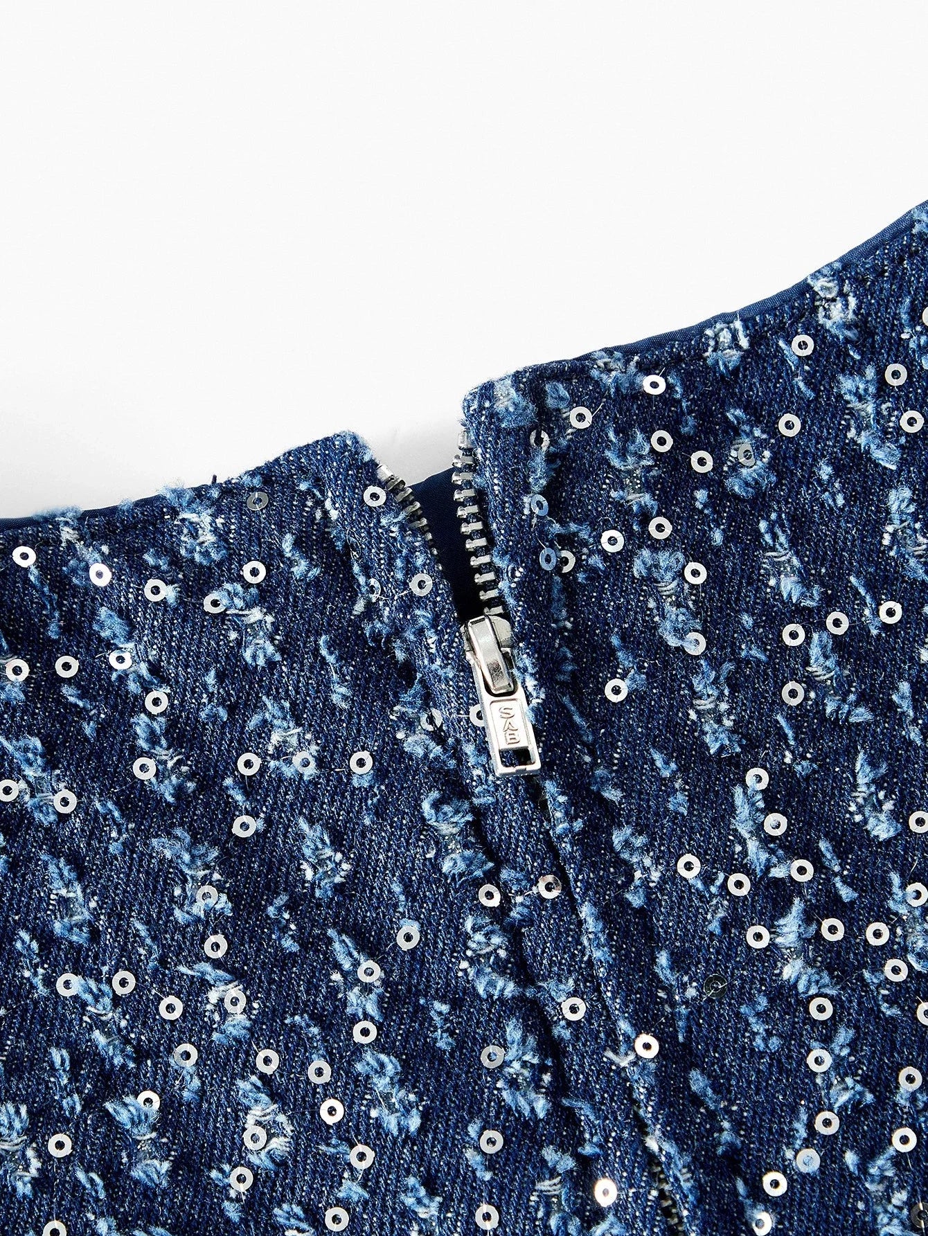 PREMIUM ALL OVER PRINT DENIM MIDI DRESS WITH BELT