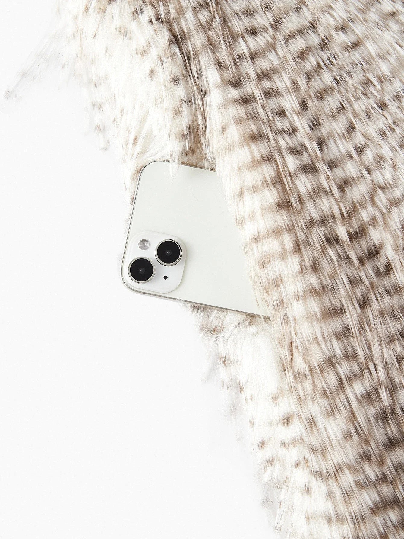 PREMIUM ALL OVER PRINT MIDI FAUX FUR COAT