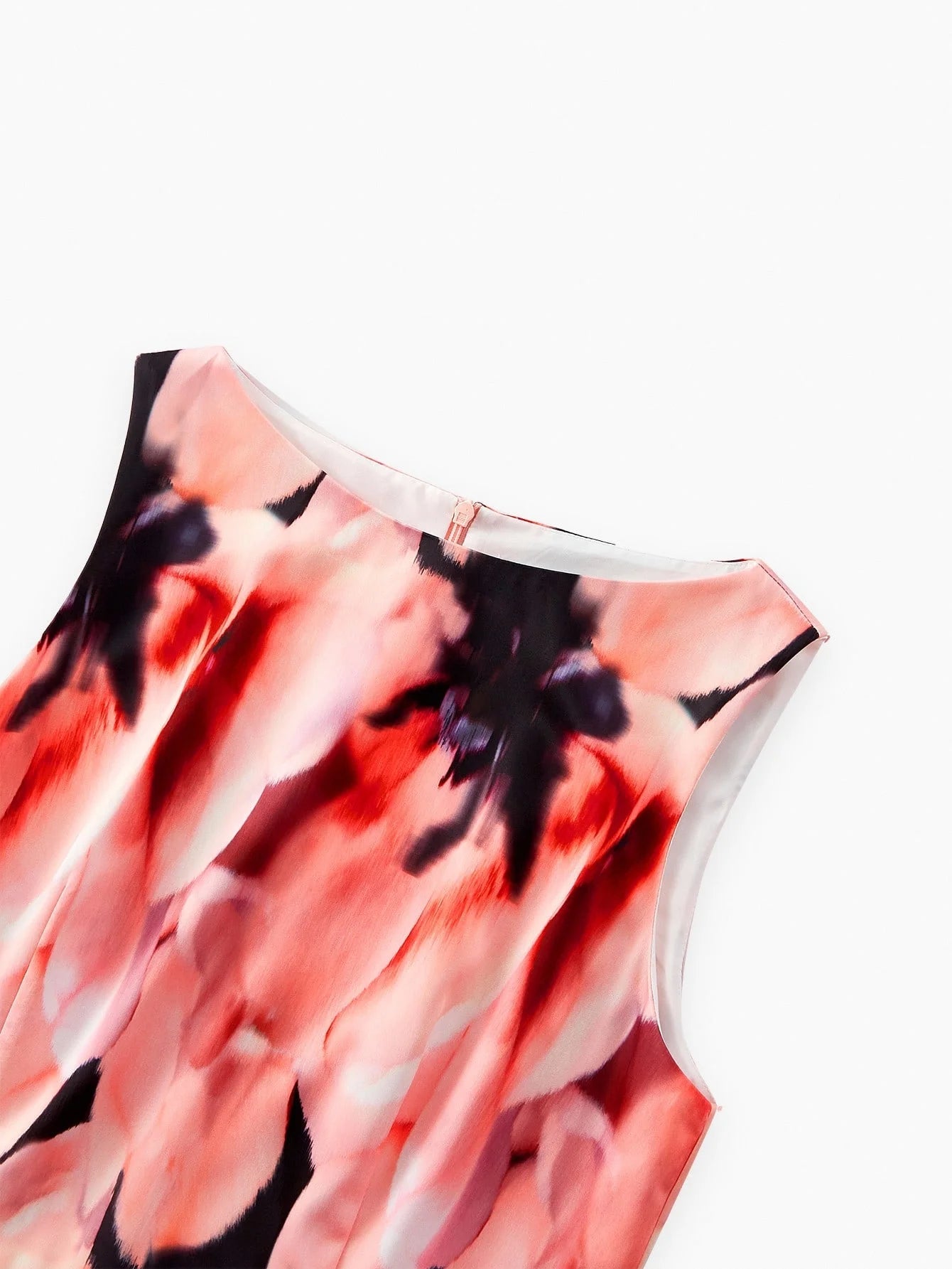 PREMIUM ALLOVER FLORAL PRINT ASYMMETRICAL RUFFLE HEM MIDI DRESS