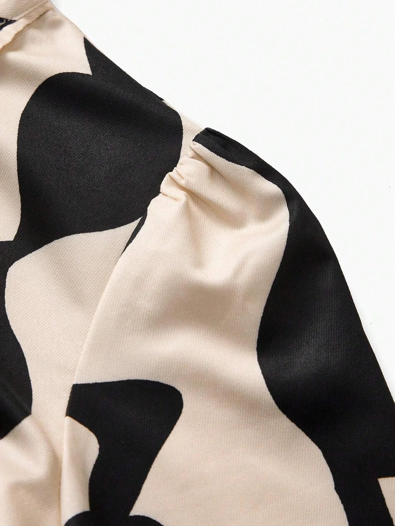 PREMIUM ALLOVER PRINT TIE NECK PUFF SLEEVE PLEATED HEM LONG DRESS WITHOUT BELT WOMEN OUTFIT