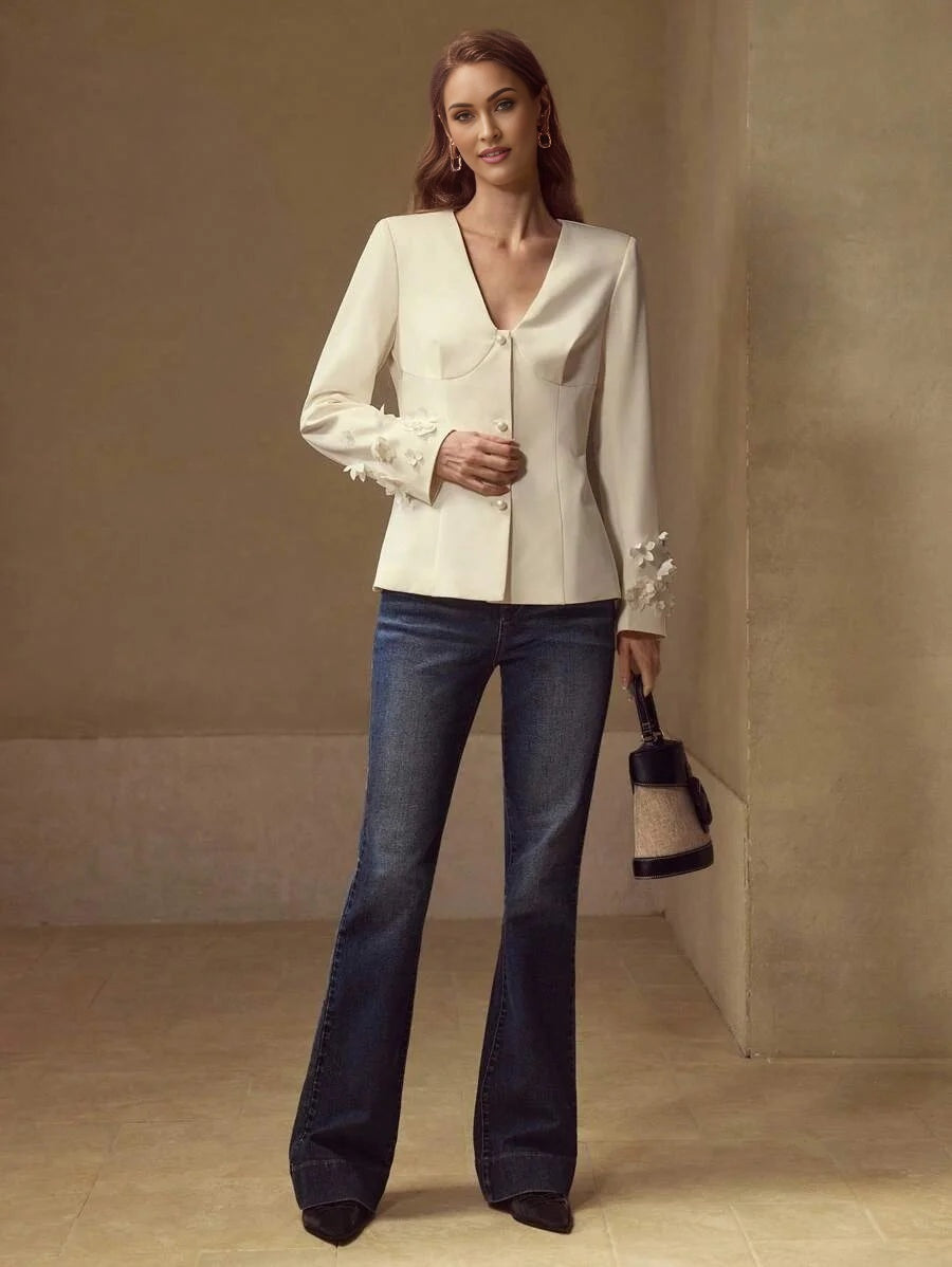 PREMIUM APPLIQUES BUTTON UP BLAZER