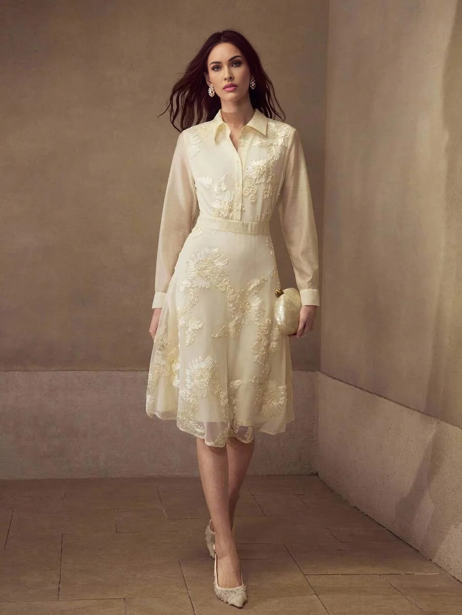 PREMIUM APPLIQUES BUTTON UP DRESS