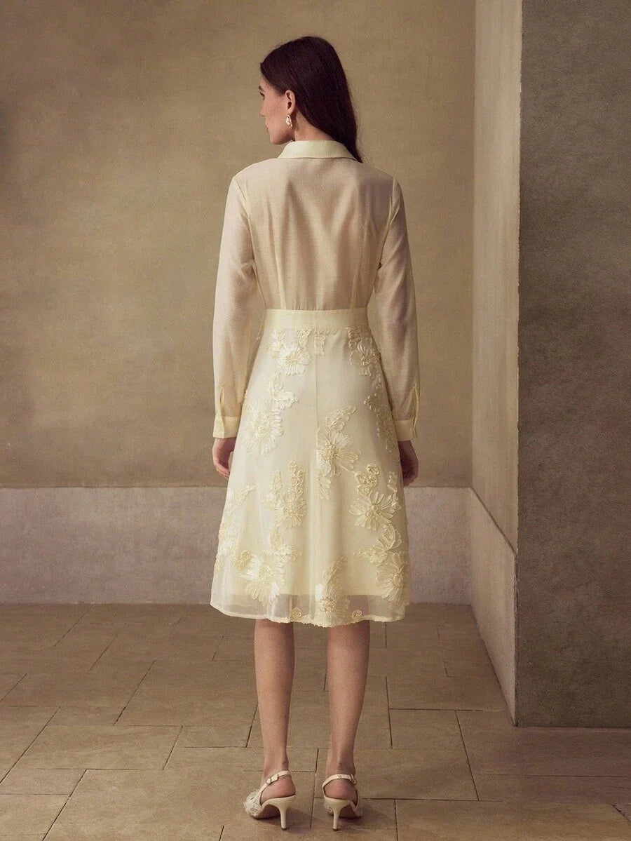 PREMIUM APPLIQUES BUTTON UP DRESS