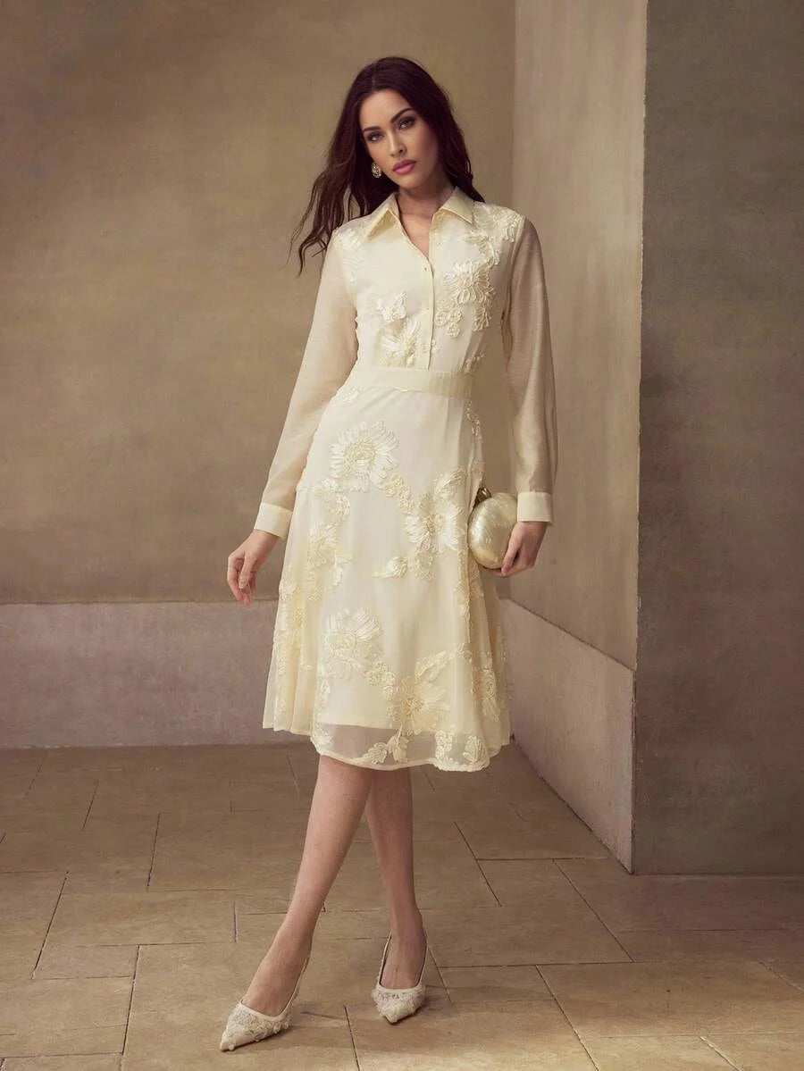 PREMIUM APPLIQUES BUTTON UP DRESS