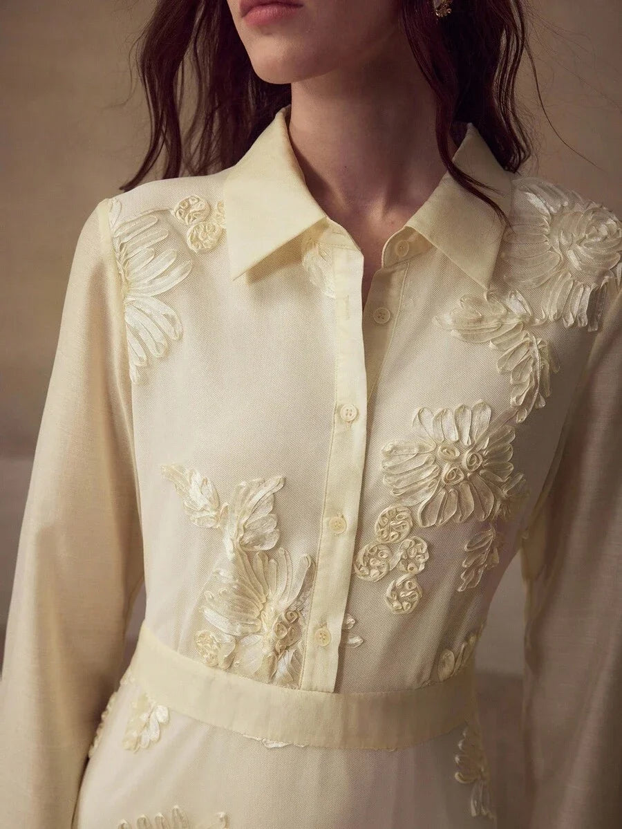 PREMIUM APPLIQUES BUTTON UP DRESS