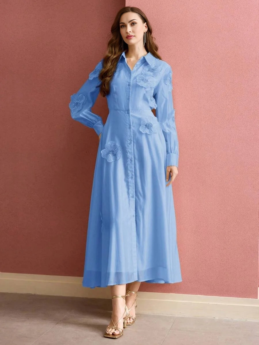 PREMIUM APPLIQUES BUTTON UP DRESS