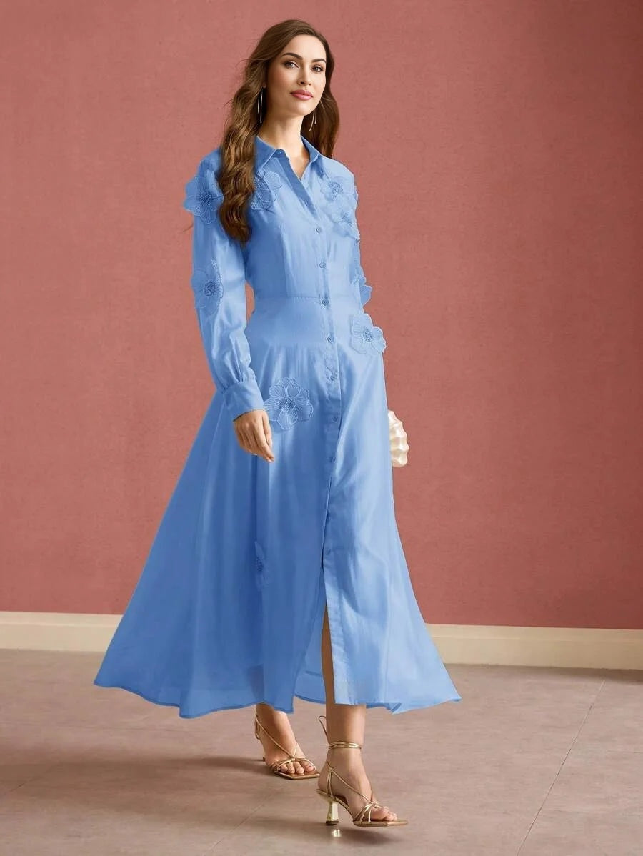 PREMIUM APPLIQUES BUTTON UP DRESS