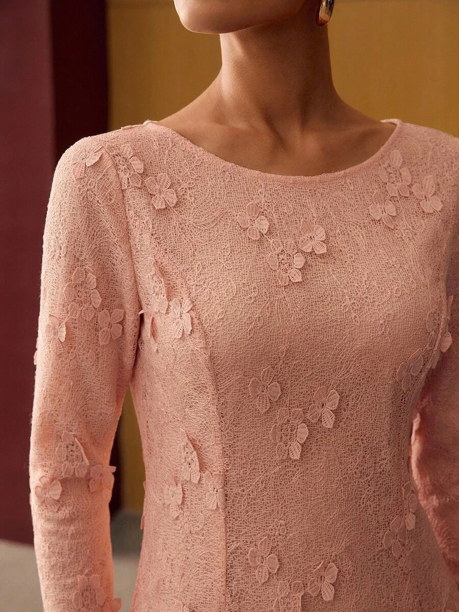 PREMIUM APPLIQUES ZIPPER DRESS