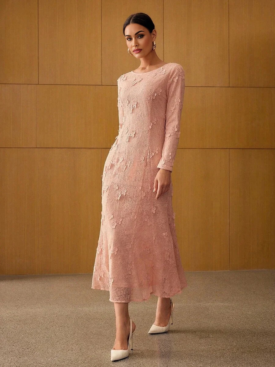 PREMIUM APPLIQUES ZIPPER DRESS