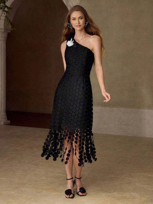 PREMIUM ASYMMETRIC FRINGE DESIGN SLIM FIT SUMMER DRESS