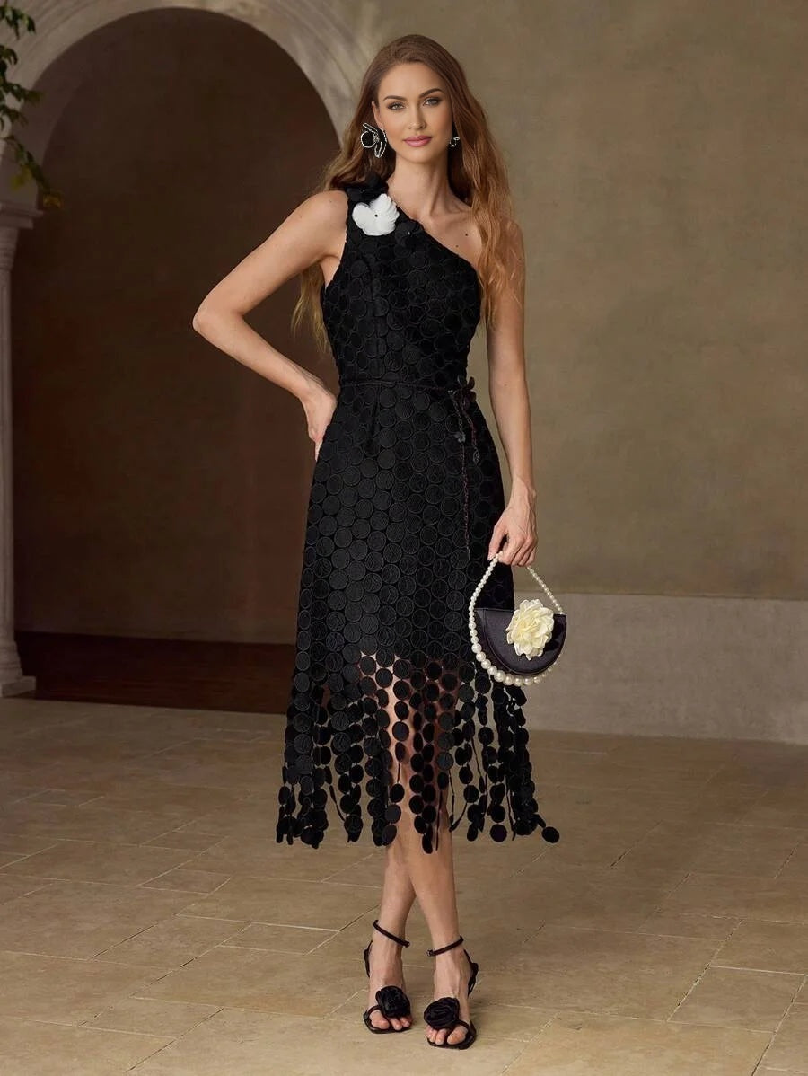 PREMIUM ASYMMETRIC FRINGE DESIGN SLIM FIT SUMMER DRESS