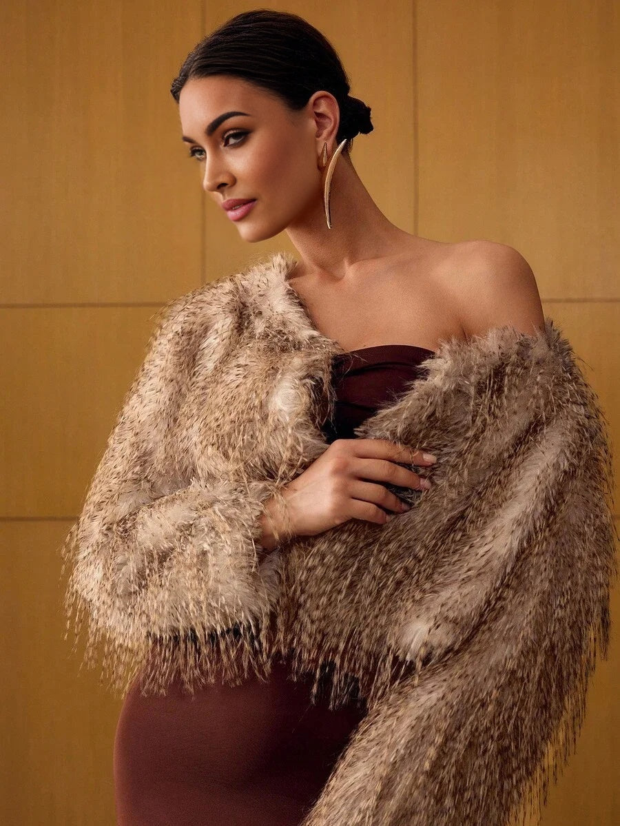 PREMIUM ASYMMETRICAL HEM FAUX FUR COAT