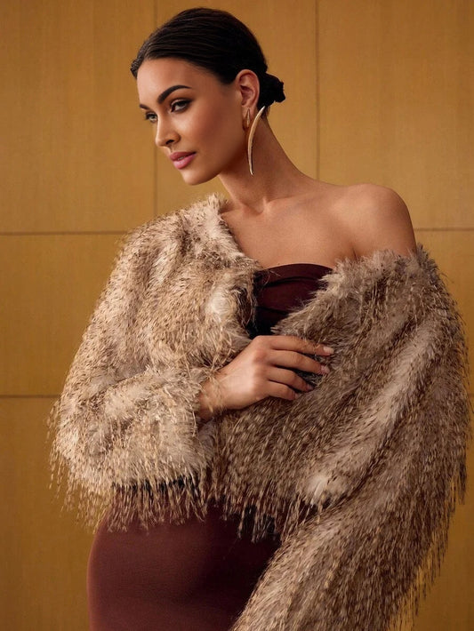 PREMIUM ASYMMETRICAL HEM FAUX FUR COAT