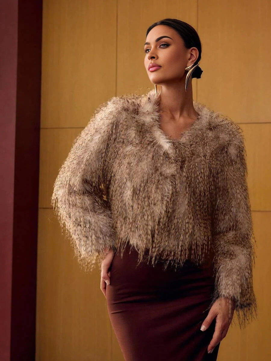 PREMIUM ASYMMETRICAL HEM FAUX FUR COAT