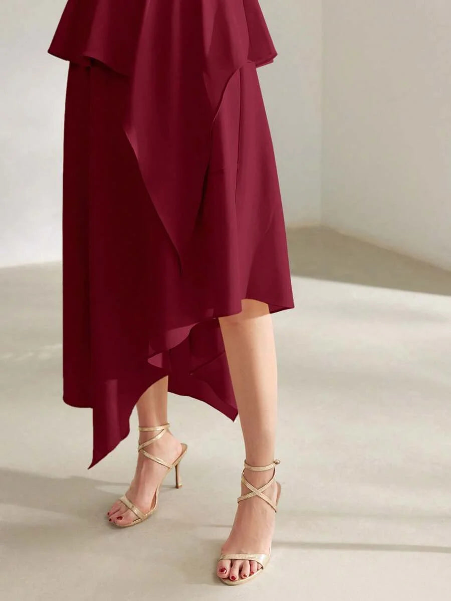 PREMIUM ASYMMETRICAL HEM SLEEVELESS DRESS