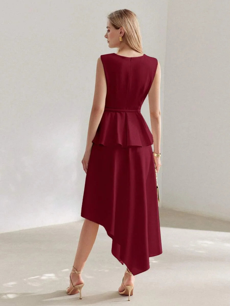 PREMIUM ASYMMETRICAL HEM SLEEVELESS DRESS