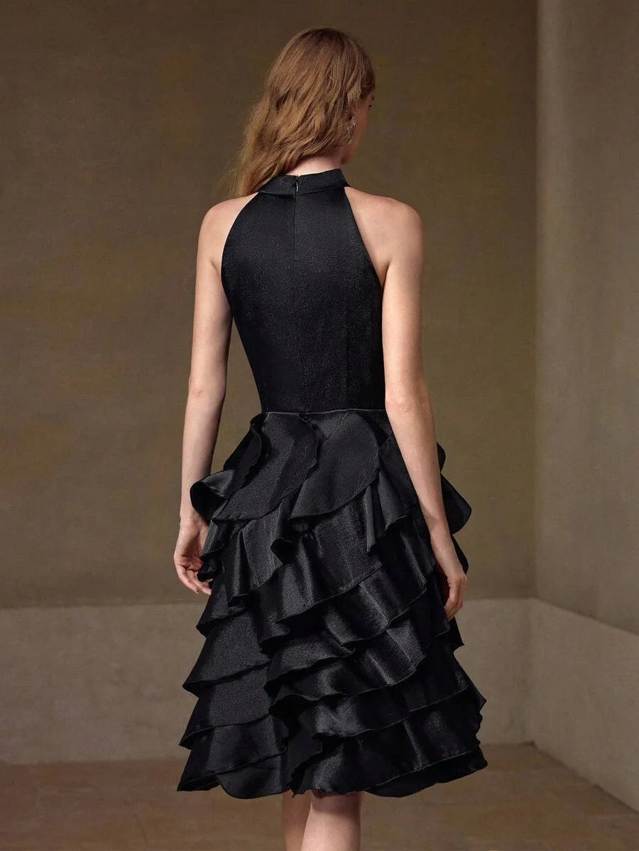 PREMIUM ASYMMETRICAL HEM TIERED LAYER DRESS