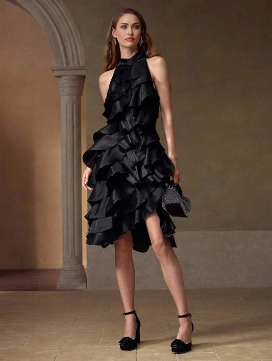 PREMIUM ASYMMETRICAL HEM TIERED LAYER DRESS