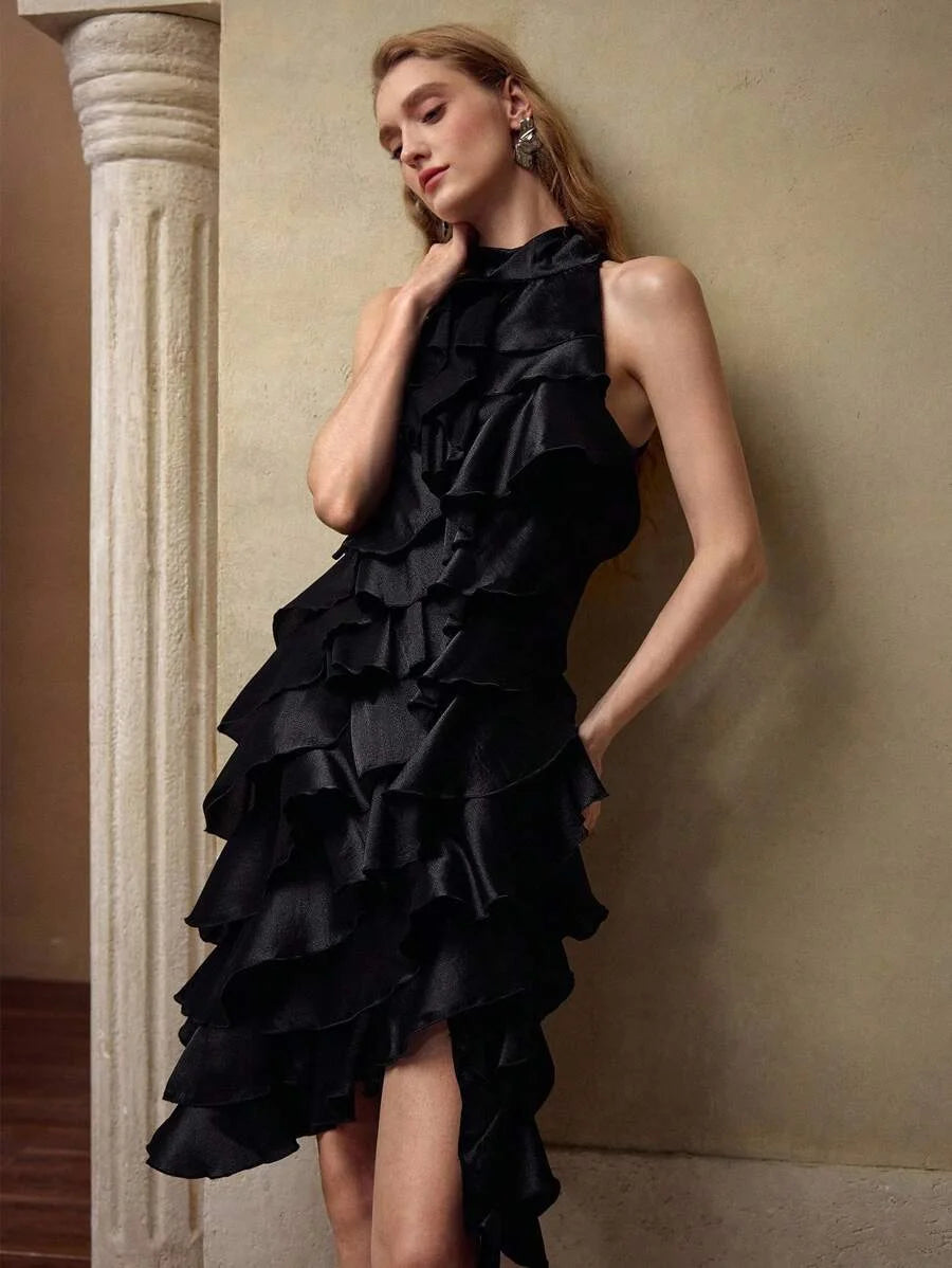 PREMIUM ASYMMETRICAL HEM TIERED LAYER DRESS