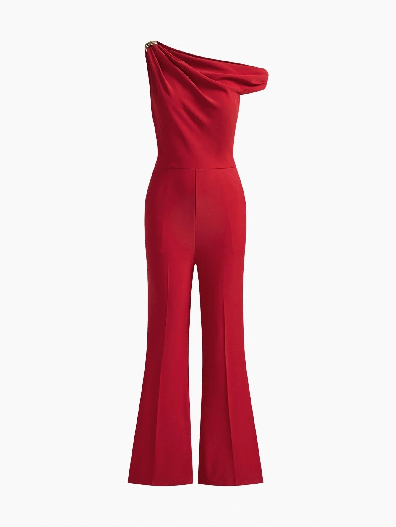 PREMIUM ASYMMETRICAL NECK METAL DETAIL JUMPSUIT