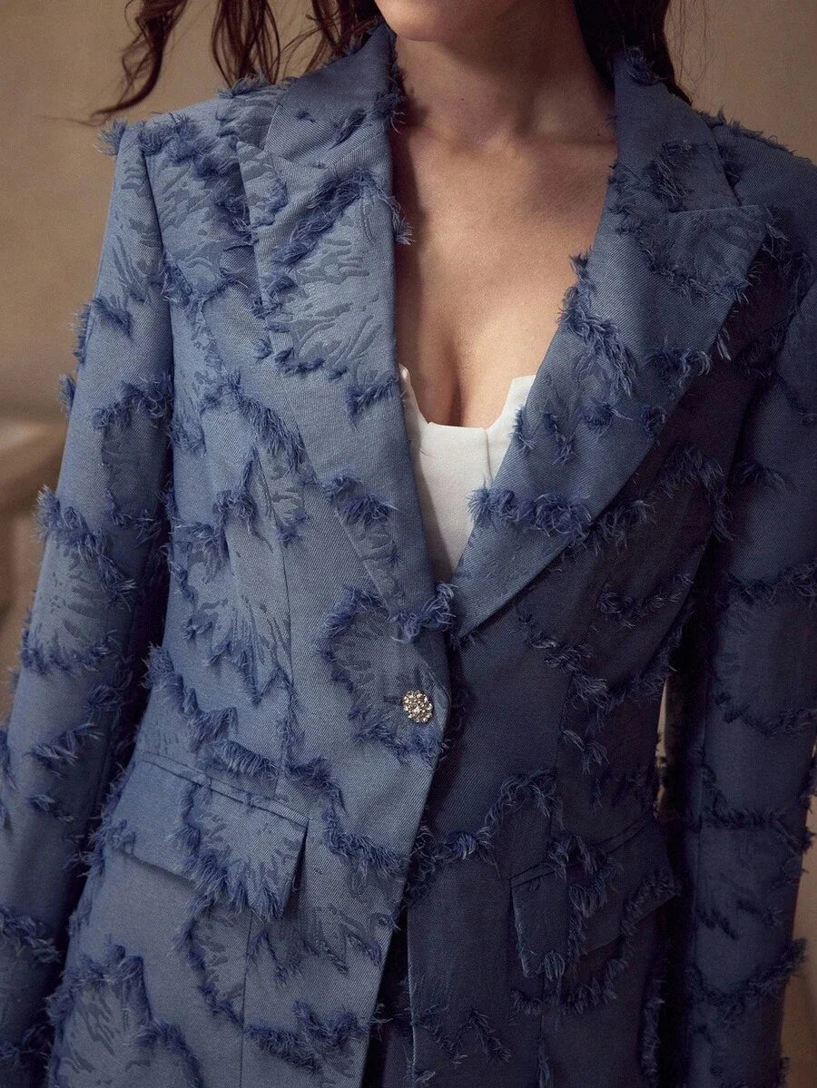 PREMIUM AUTUMNWINTER FASHION TEXTURED PEAK COLLAR BLAZER