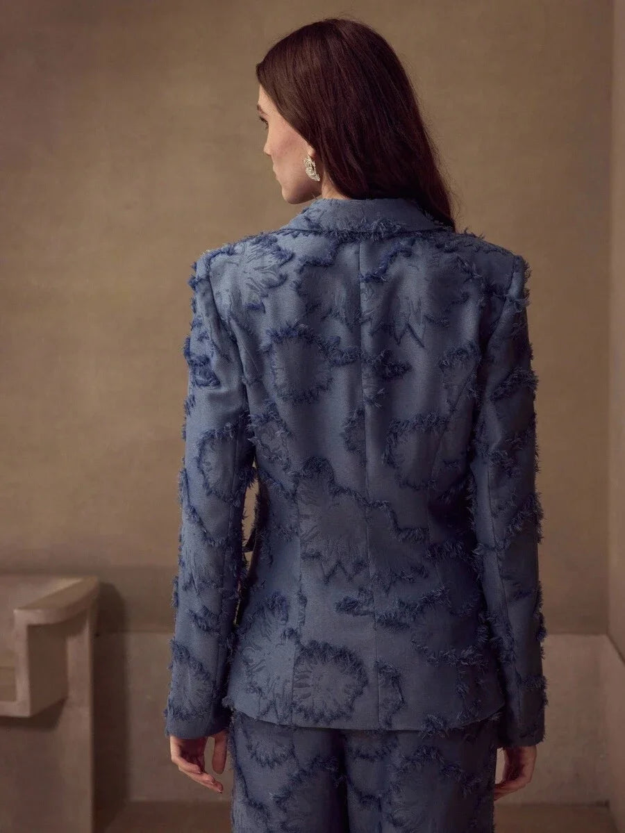 PREMIUM AUTUMNWINTER FASHION TEXTURED PEAK COLLAR BLAZER