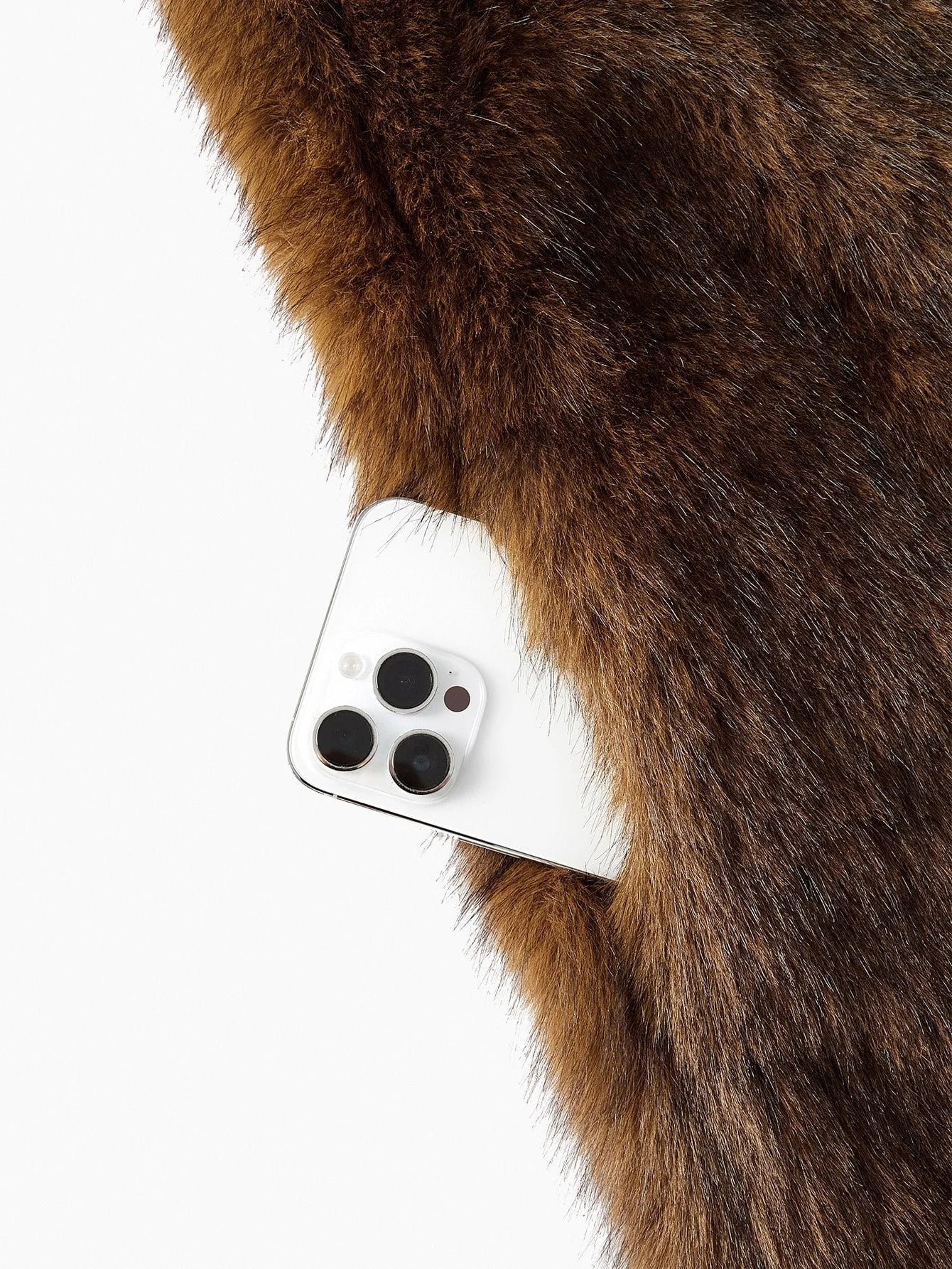 PREMIUM AUTUMNWINTER FAUX FUR LAPEL LONG COAT WITH BUCKLE BELT