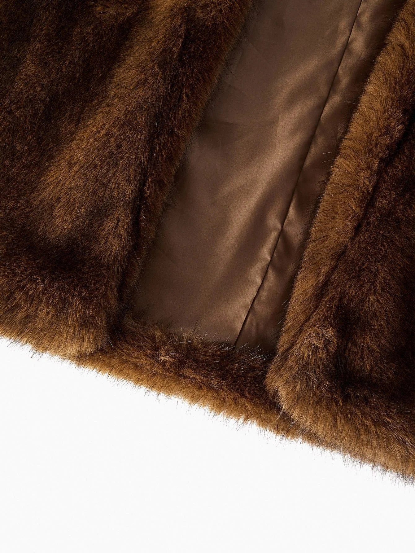 PREMIUM AUTUMNWINTER FAUX FUR LAPEL LONG COAT WITH BUCKLE BELT