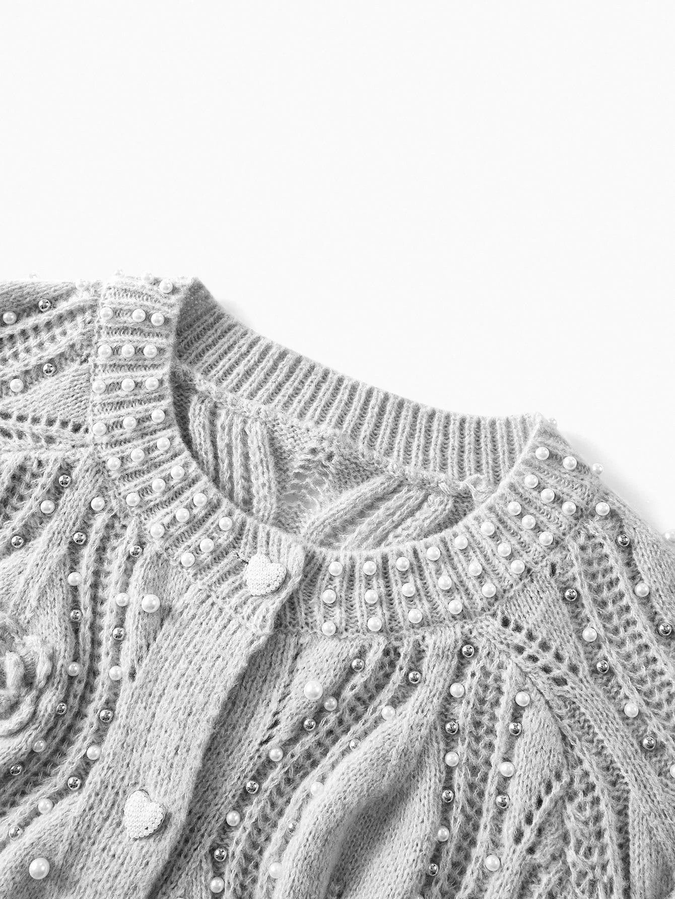 PREMIUM BEADED DETAIL BUTTON UP CARDIGAN