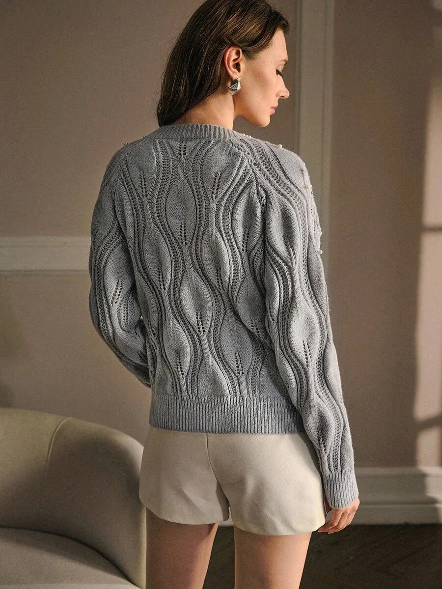 PREMIUM BEADED DETAIL BUTTON UP CARDIGAN