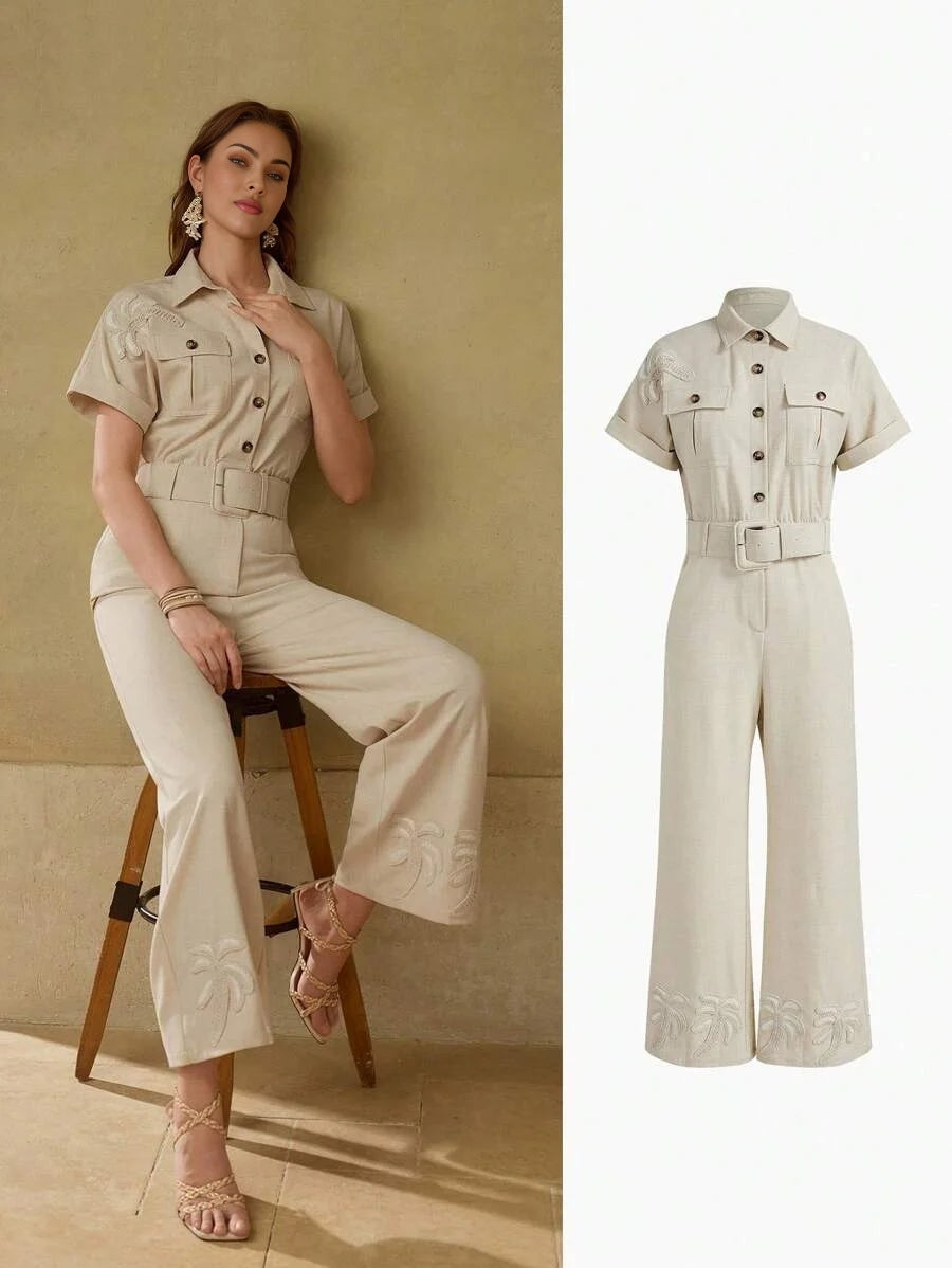 PREMIUM BELTED APPLIQUES JUMPSUIT