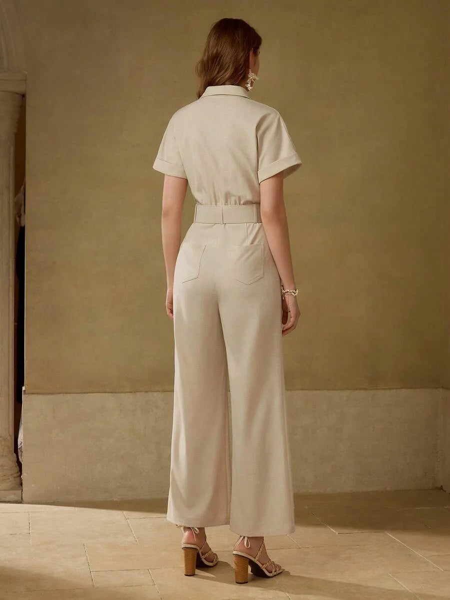 PREMIUM BELTED APPLIQUES JUMPSUIT