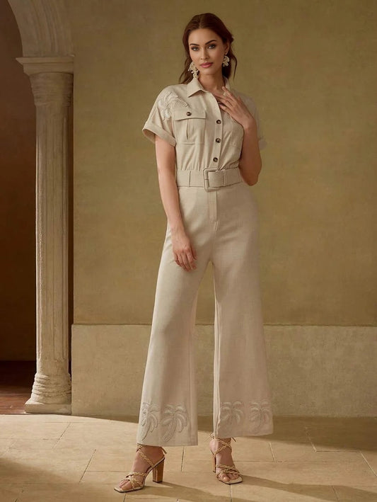 PREMIUM BELTED APPLIQUES JUMPSUIT