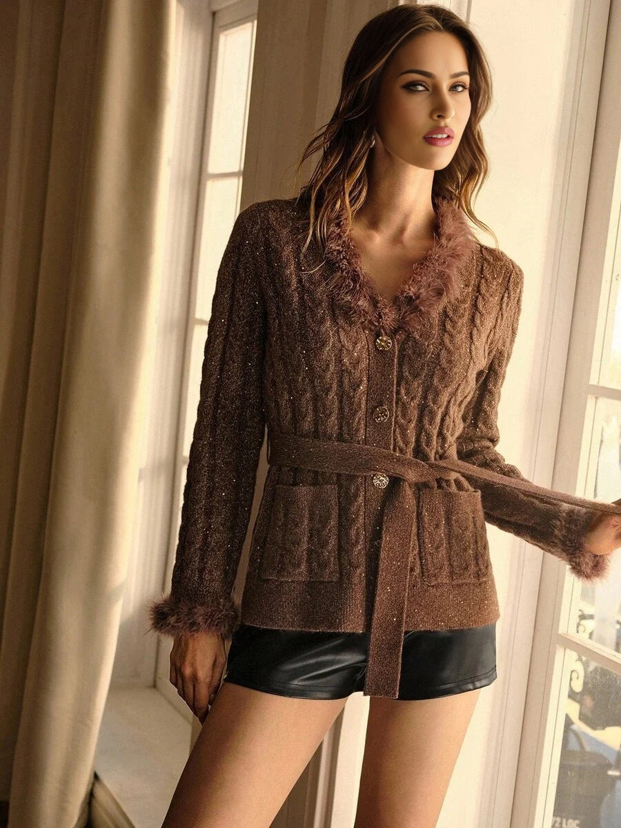 PREMIUM BELTED BUTTON UP CARDIGAN