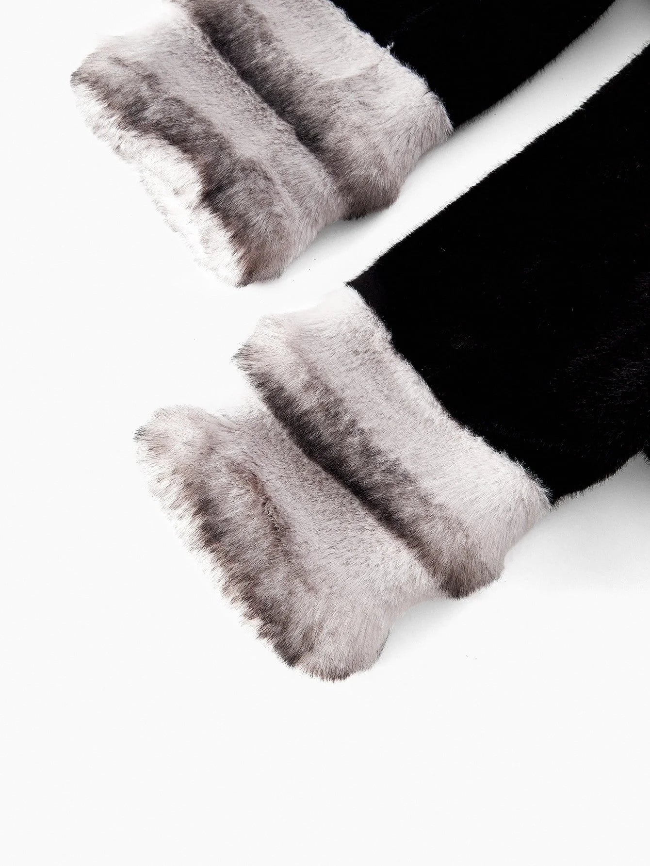 PREMIUM BELTED COLORBLOCK FAUX FUR COAT