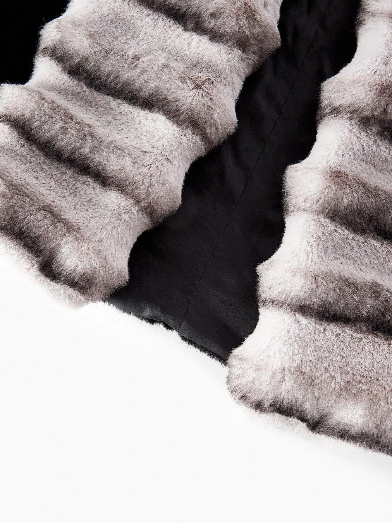 PREMIUM BELTED COLORBLOCK FAUX FUR COAT