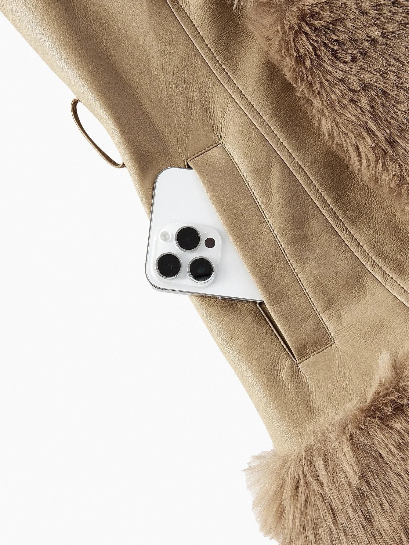 PREMIUM BELTED LONG SLEEVE FAUX FUR COAT