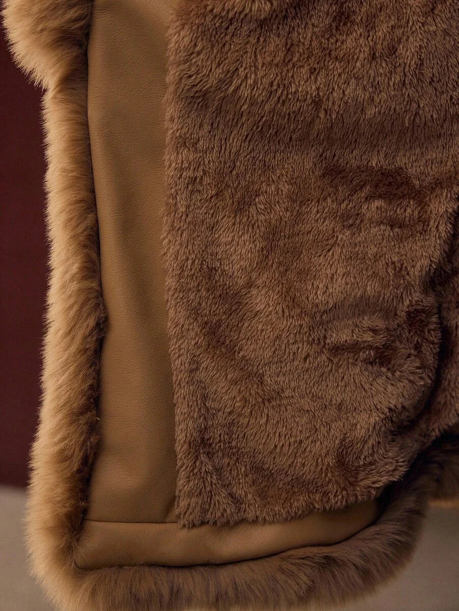 PREMIUM BELTED LONG SLEEVE FAUX FUR COAT