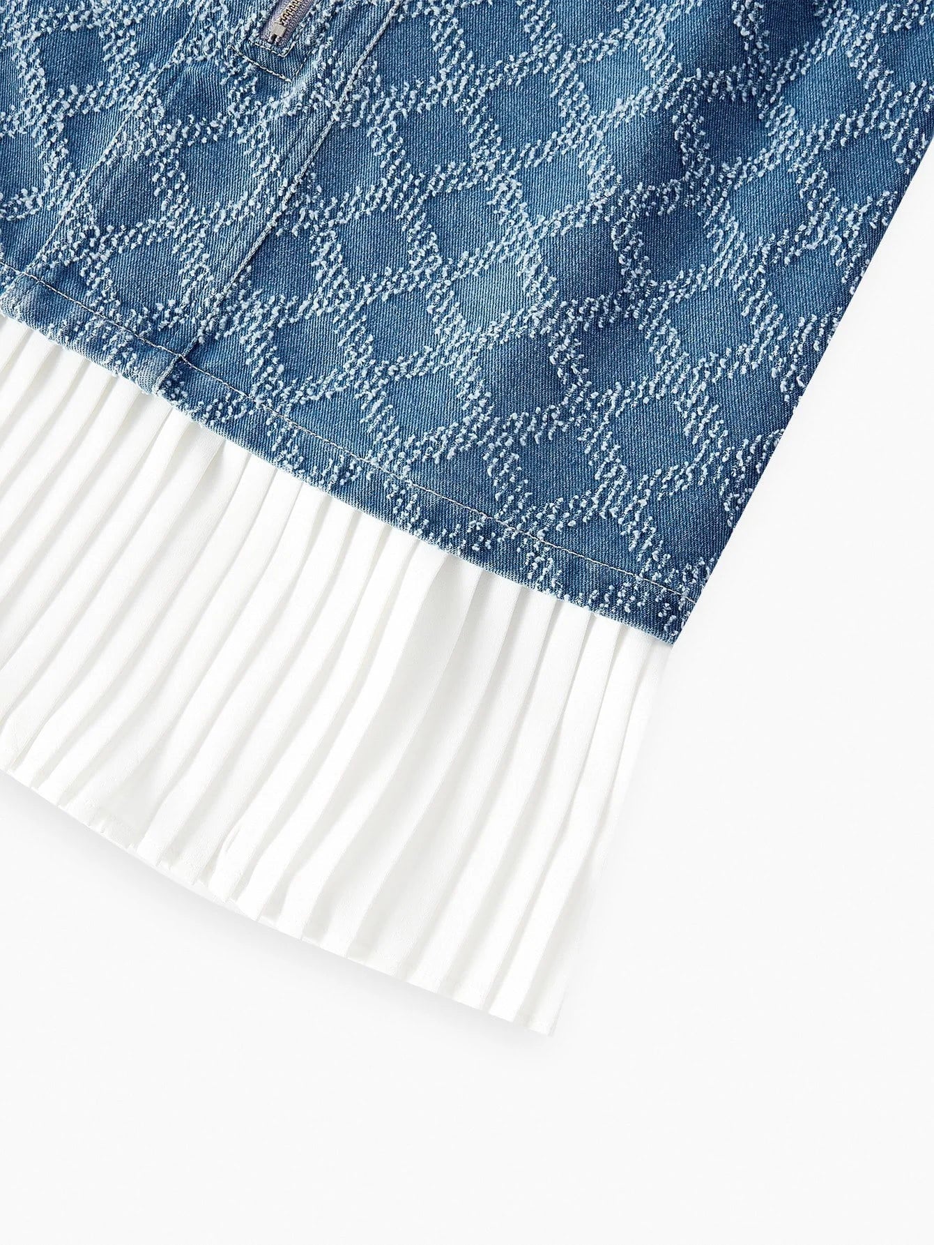 PREMIUM BELTED PLEATED DENIM DRESS